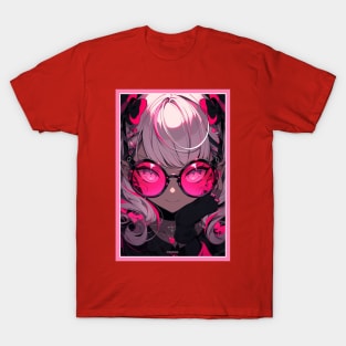 Aesthetic Anime Girl Pink Rosa Black | Quality Aesthetic Anime Design | Premium Chibi Manga Anime Art T-Shirt